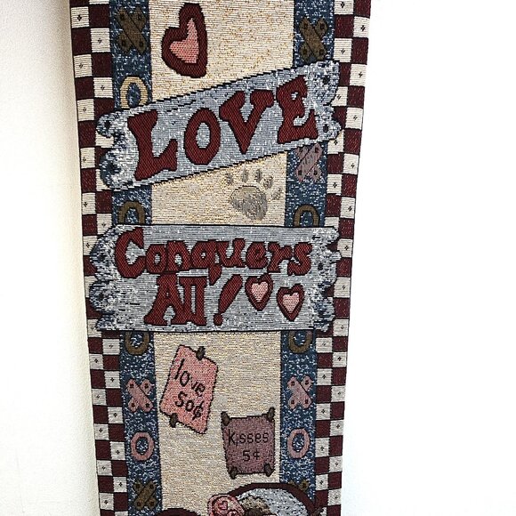 Boyds Bears BellPull Love Conquers All Wall Hanging 40"L x 8"W Americana Hearts - Picture 2 of 6